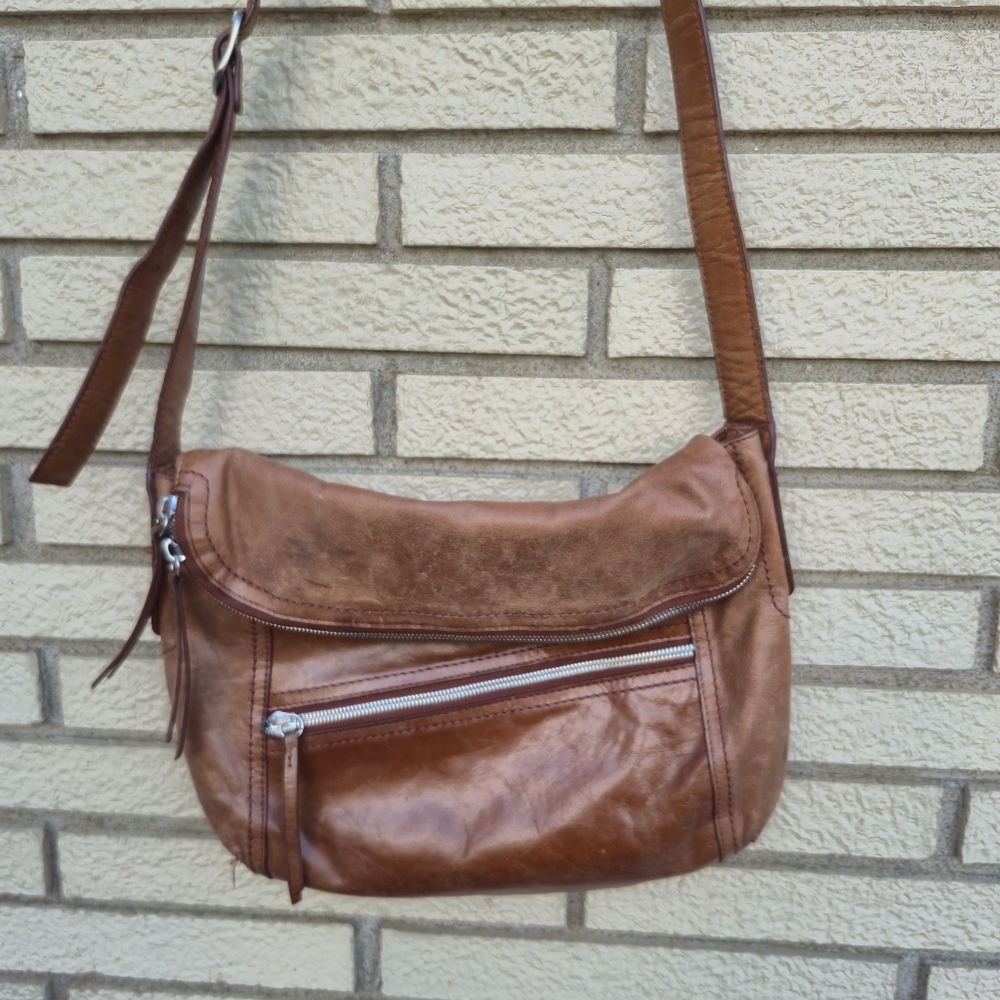 HOBO Brown Leather Shoulder Bag, Boho Soft Slouchy Bag